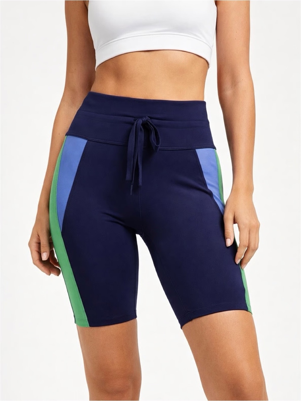 AERIE OFFLINE Hi-Rise Goals Colorblock Navy Bike Shorts
